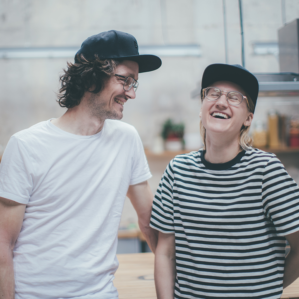 Braasi founders, portrait photo of them laughing